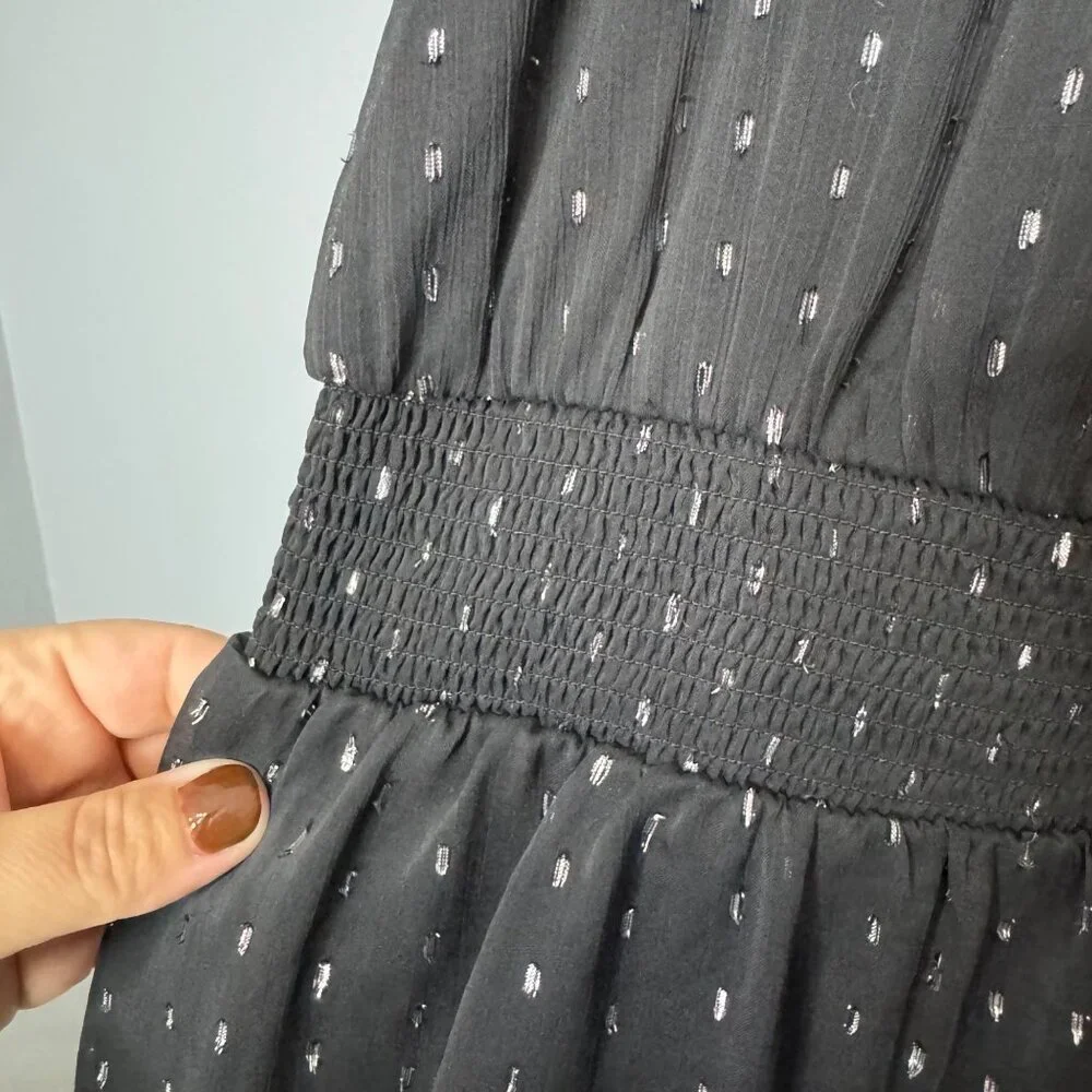 OLD NAVY waist defined metallic swiss dot smocked mini dress size XS - Picture 6 of 8